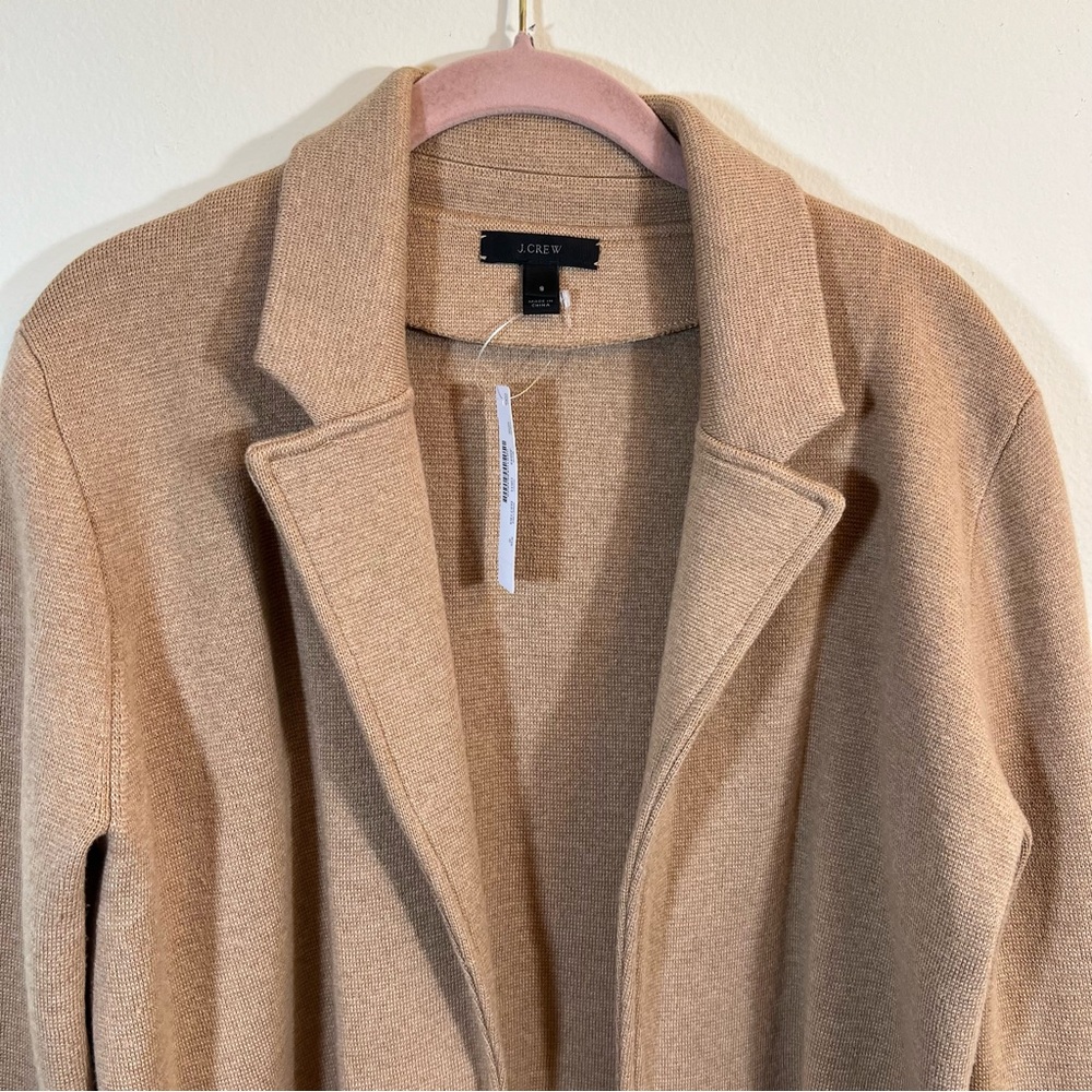 J. Crew Sophie Sweater Blazer Women’s Cotton Merino Wool Camel Tan Small NWT - Picture 3 of 14
